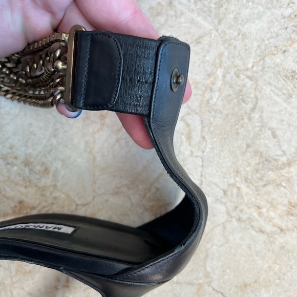 Manolo Blahnik Black Chain Heels Shoes - Picture 8 of 16